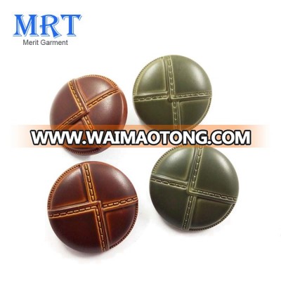 Custom classica plastic shank imitation leather buttons painting color for garment