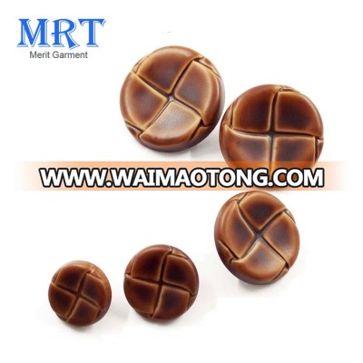 Brown imitation leather shank button for coat garment accessories leather covered buttons